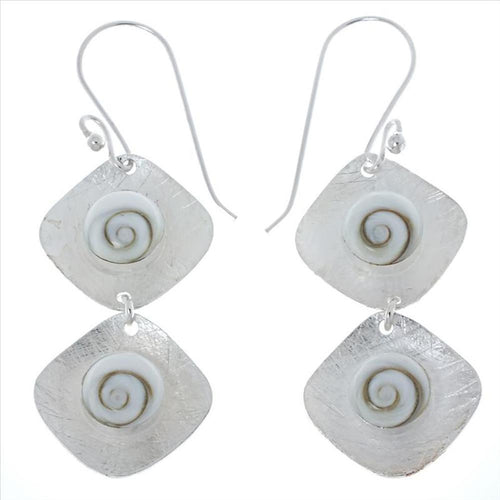 Shivaauge Silberohrringe lang gebürstet Karos Ohrringe 925er Silber Shiva Auge Eye Damen Schmuck