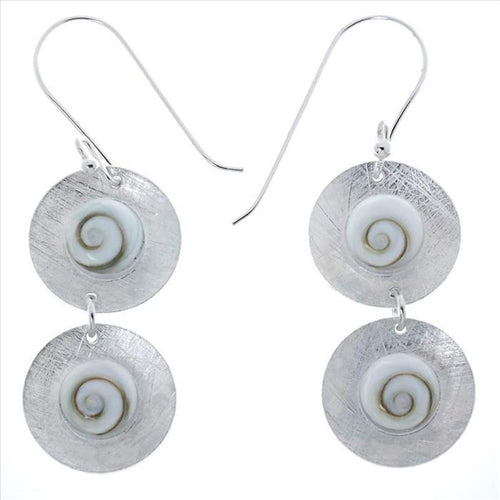 Shivaauge Silberohrringe lang gebürstet Kreise Ohrringe 925er Silber Shiva Auge Eye Damen Schmuck