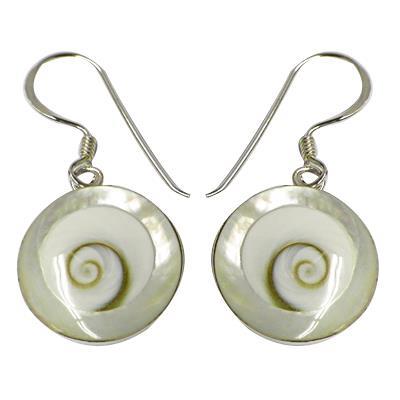 Shivaauge Perlmutt Silberohrringe rund 12 mm Ohrringe Ohrhänger 925er Sterling Silber Shiva Auge Eye