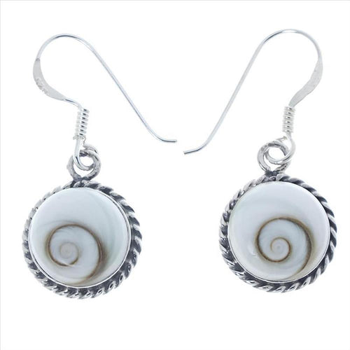 Shivaauge Silberohrringe Zopfmuster rund Ohrringe 925er Sterling Silber Shiva Auge Eye Damen Schmuck