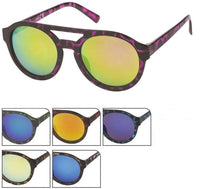 Load image into Gallery viewer, Sonnenbrille Panto Round Glasses Flat Top 400 UV bunt getigert verspiegelt
