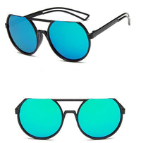 Load image into Gallery viewer, Sonnenbrille Flat-Top Round Glasses Retro oben frameless 400UV verspiegelt
