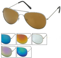 Load image into Gallery viewer, Sonnenbrille Pilotenbrille 400 UV bunt verspiegelt silberfarbenes Metallgestell
