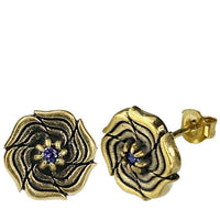 Load image into Gallery viewer, Messing Stein Kristall Ohrstecker gold Rose 11mm
