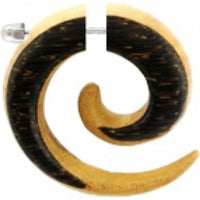 Load image into Gallery viewer, Ohrringe Holz Fake Piercing Spiralen Edelstahl Dehnschnecken
