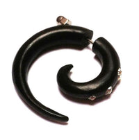 Load image into Gallery viewer, Ohrringe Holz Fake Piercing Spiralen Edelstahl Dehnschnecken
