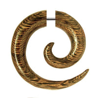 Load image into Gallery viewer, Ohrringe Holz Fake Piercing Spiralen Edelstahl Dehnschnecken
