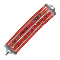 Load image into Gallery viewer, Armband handgefädelt Brass Steine Kristalle Damen Baumwolle breit 18 cm Ibiza Hippie Style

