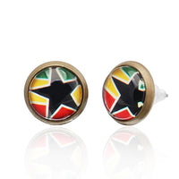 Load image into Gallery viewer, Brass Ohrstecker Stern Sterne bunt Unisex Ohrringe Edelstahl nickelfrei Kommunismus 12 mm
