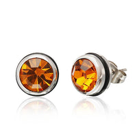 Load image into Gallery viewer, CHICNET Brass Ohrstecker silber Gummi Glaskristall 10mm rund
