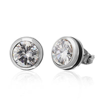 Load image into Gallery viewer, CHICNET Brass Ohrstecker silber Gummi Glaskristall 10mm rund
