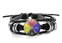 Load image into Gallery viewer, Viking Kompass Leder Armband schwarz silber verstellbar
