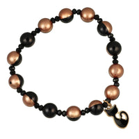 Load image into Gallery viewer, Armband Brass golden schwarz halb Perlen Kristalle Katze Charm verstellbar - chic - net.de
