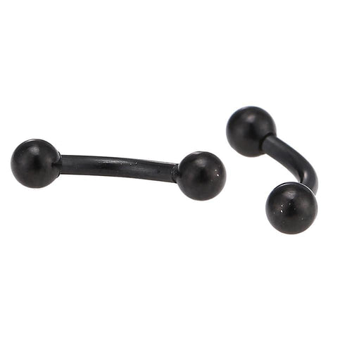 Banane Piercing schwarz Curved Barbell mit Kugeln aus Edelstahl - chic - net.de