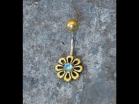 Cargar imagen en el visor de la galería, Bauchnabel Piercing Brass Edelstahl Blümchen Stein - chic - net.de
