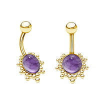 Cargar imagen en el visor de la galería, Bauchnabel Piercing Edelstah mit Steinen in Gold - oder Silber - chic - net.de
