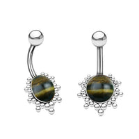 Cargar imagen en el visor de la galería, Bauchnabel Piercing Edelstah mit Steinen in Gold - oder Silber - chic - net.de
