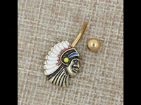 Cargar imagen en el visor de la galería, Bauchnabel Piercing Edelstahl Indianer gold - chic - net.de
