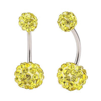 Load image into Gallery viewer, Bauchnabelpiercing Bananapiercing gelb Zirkonia gelbe Steine 2 Kugeln Edelstahl - chic - net.de

