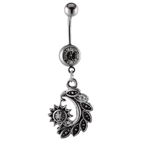 Bauchnabelpiercing Blätter halbrund Stern silberfarben Kugeln Edelstahl - chic - net.de