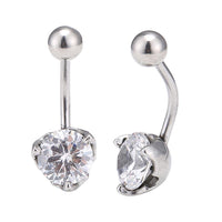 Load image into Gallery viewer, Bauchnabelpiercing Edelstahl silber Farben weißer runder Zirkonia Stein - chic - net.de
