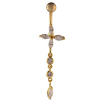 Load image into Gallery viewer, Bauchnabelpiercing golden Blüte weiße Anhänger Kugel Edelstahl - chic - net.de
