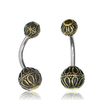 Cargar imagen en el visor de la galería, Bauchnabelpiercing Messing Edelstahl antik gold silber Kugel - chic - net.de
