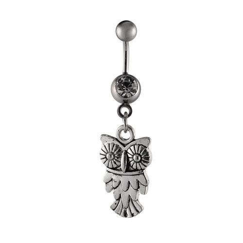 Bauchnabelpiercing silberfarben Eule Uhu große Augen Edelstahl - chic - net.de