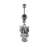 Load image into Gallery viewer, Bauchnabelpiercing silberfarben Eule Uhu große Augen Edelstahl - chic - net.de
