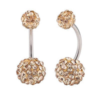 Load image into Gallery viewer, Bauchnabelpiercing Zirkonia Steine orange braun 2 Kugeln Bananenpiercing Edelstahl - chic - net.de
