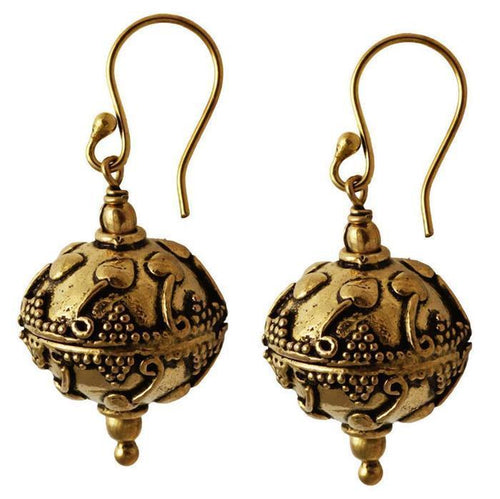 Brass Ohrringe antik golden Kugeln Creolen Spiralen Messing Ohrhänger