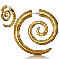 Load image into Gallery viewer, Brass Fake Piercing Spirale golden Messing Ohrstecker Sterlingsilber - Pin - chic - net.de
