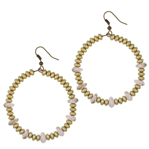 Brass gold weiß marmoriert Perlen Tropfen Ohrringe Kupfer Ohrhänger nickelfrei Damen Schmuck - chic - net.de