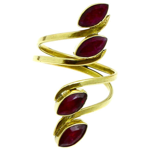 Brass Messing Mandel Ringe Rubin geschliffen antik golden nickelfrei verzweigt verstellbar Tribal - chic - net.de