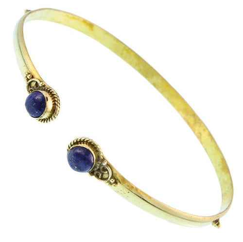 Brass Oberarmreif Punkte gold Lapis rund Seil Spiralbogen nickelfrei verstellbar Tribal Armreif - chic - net.de