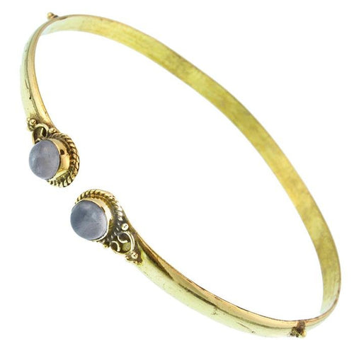 Brass Oberarmreif Punkte gold Mondstein rund Seil Spiralbogen nickelfrei verstellbar Tribal Armreif - chic - net.de