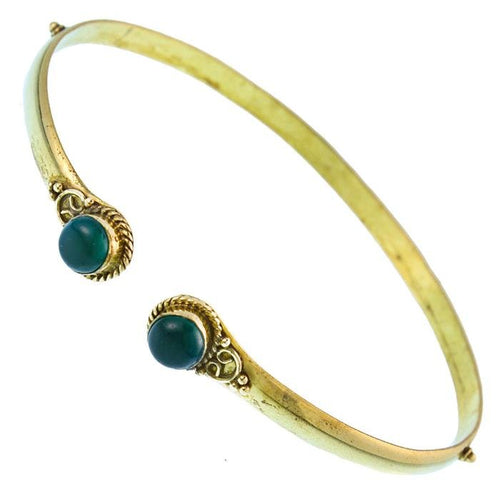 Brass Oberarmreif Punkte gold Onyx grün rund Seil Spiralbogen nickelfrei verstellbar Tribal Armreif - chic - net.de