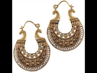 Load image into Gallery viewer, Brass Ohrringe goldfarben rund Ornament Blumen Muster Gitter Kugeln antik golden - chic - net.de
