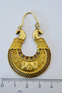 Load image into Gallery viewer, Brass Ohrringe goldfarben rund Ornament Blumen Muster Gitter Kugeln antik golden - chic - net.de
