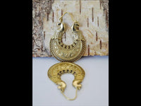 Load image into Gallery viewer, Brass Ohrringe goldfarben rund Ornament Blumen Muster Gitter Kugeln antik golden - chic - net.de
