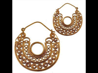 Load image into Gallery viewer, Brass Ohrringe Tribal Spiralen Kreise in Halbkreis antik golden Messing - chic - net.de
