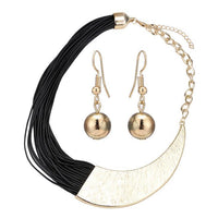 Load image into Gallery viewer, Brass Schmuckset antik goldfarben Kugel Ohrringe Kette Lederbänder - chic - net.de
