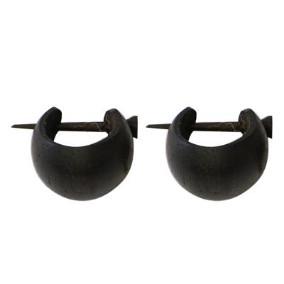 Holz Creolen schwarz handmade Sonoholz 16mm Pin Ohrringe
