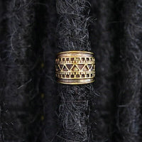 Load image into Gallery viewer, Ear cuff Dread Lock Bead Messing gold 5 Ringe - chic - net.de
