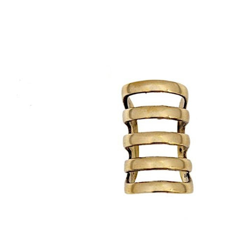 Ear cuff Dread Lock Bead Messing gold 5 Ringe glatt - chic - net.de