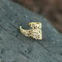 Load image into Gallery viewer, Ear cuff Dread Lock Bead Messing gold Blümchen - chic - net.de
