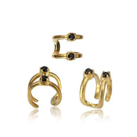Load image into Gallery viewer, Ear cuff Dread Lock Bead Messing gold Onyx Bögen - chic - net.de
