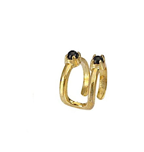 Ear cuff Dread Lock Bead Messing gold Onyx Bögen - chic - net.de