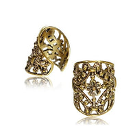 Cargar imagen en el visor de la galería, Ear cuffs verschnörkeltes Muster Blumen Messing gold - chic - net.de
