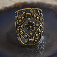 Cargar imagen en el visor de la galería, Ear cuffs verschnörkeltes Muster Blumen Messing gold - chic - net.de
